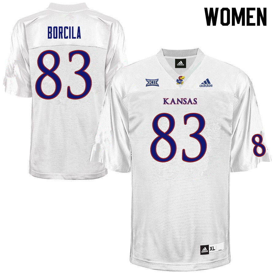 Women #83 Jacob Borcila Kansas Jayhawks College Football Jerseys Sale-White - Click Image to Close